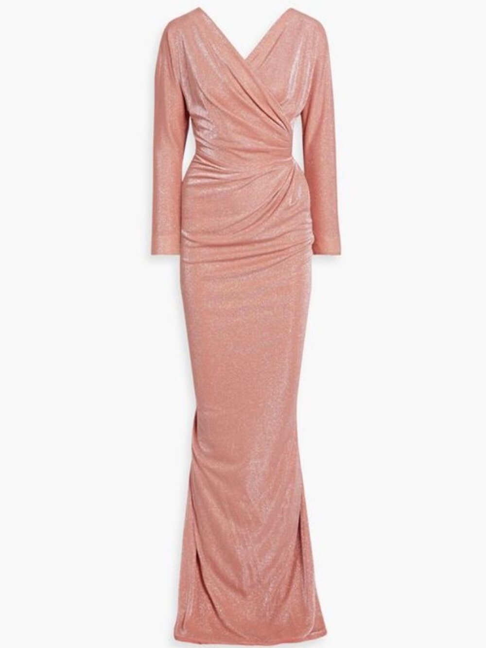 NWT $1095 Rhea Costa Glitter Long Sleeve Dress Pink Gold Size 2